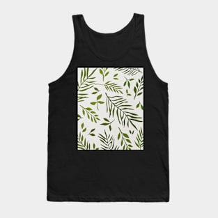 Green leaves, botanical, mid century art print Tank Top